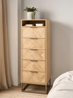 John Lewis Estate 5+1 Drawer Tallboy Chest, Natural - view 2, Natural