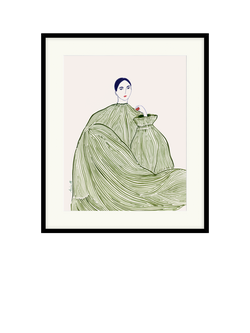 John Lewis La Poire 'Green Dress' Framed Print & Mount, Green, Green