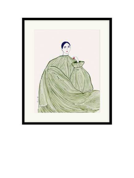 John Lewis La Poire 'Green Dress' Framed Print & Mount, Green, Green