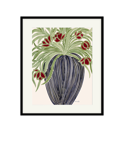 John Lewis La Poire 'May Tulips' Framed Print & Mount, Black/Green, Black/Green