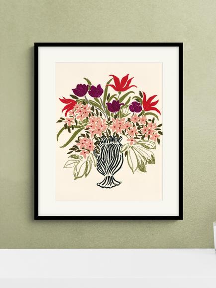 John Lewis La Poire 'Early Summer' Framed Print & Mount, 62 x 52cm, Pink/Multi - view 2, Pink/Multi