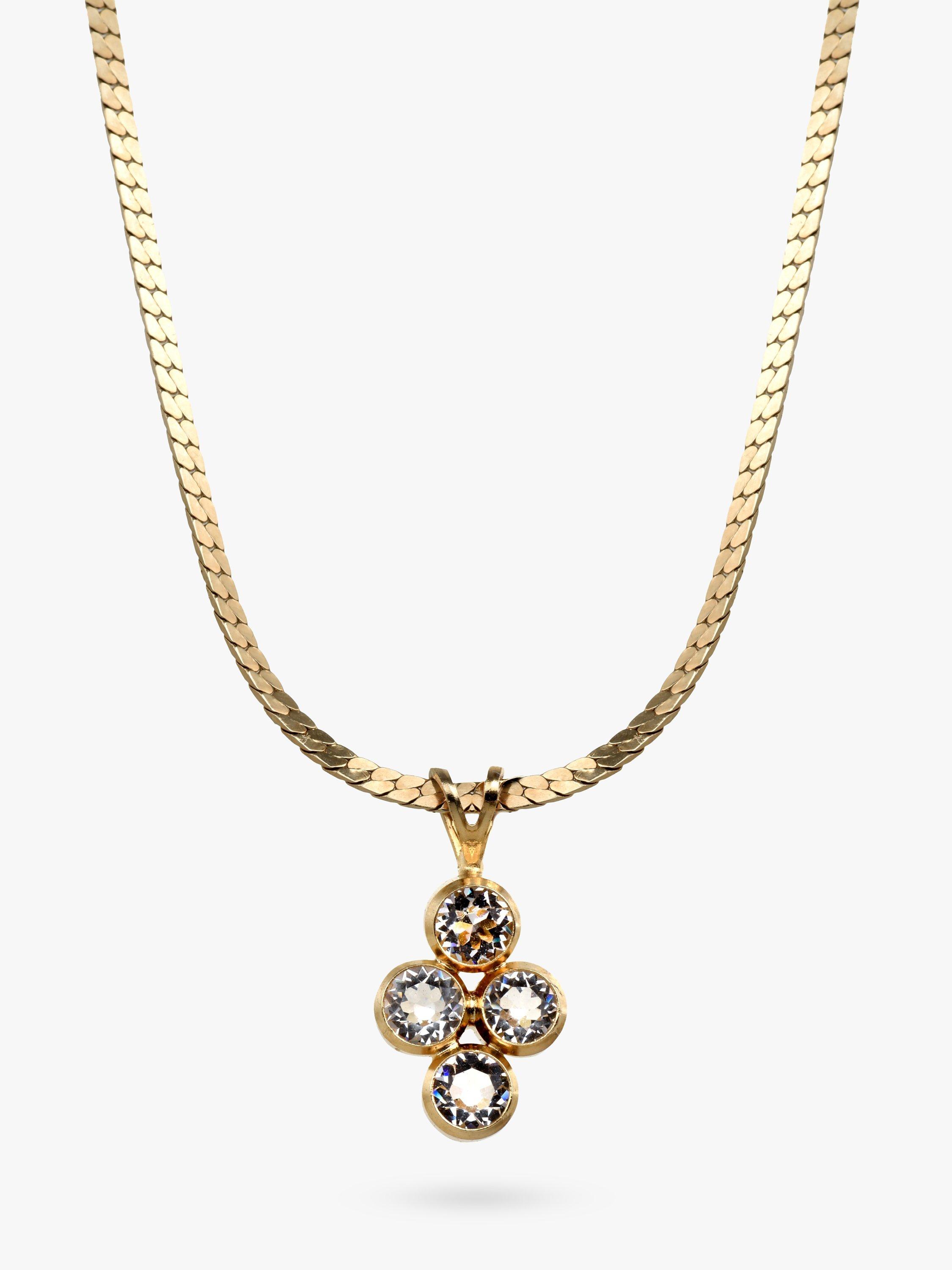 Eclectica Pre-Loved 18ct Gold Plated Cubic Zirconia Pendant Necklace, Dated Circa 1980's, Gold