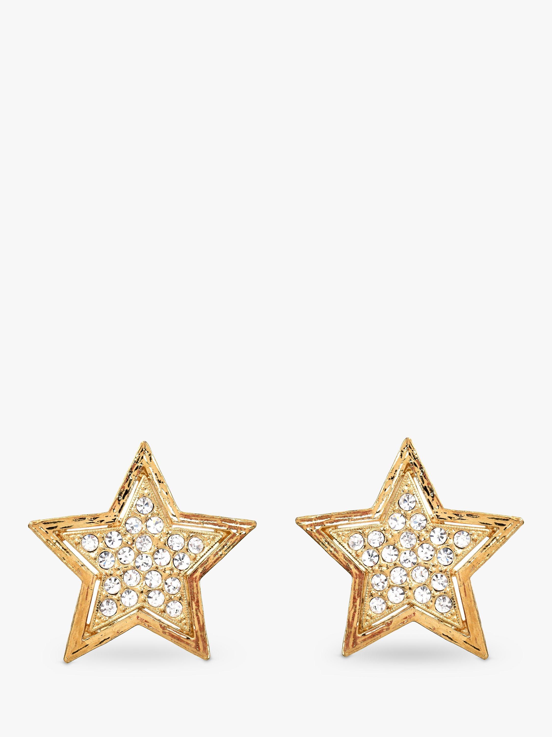 Product image 1 of 2, which shows Eclectica Pre-Loved Star Emblem Clip On Earrings, Dated Circa 1980s, Gold
