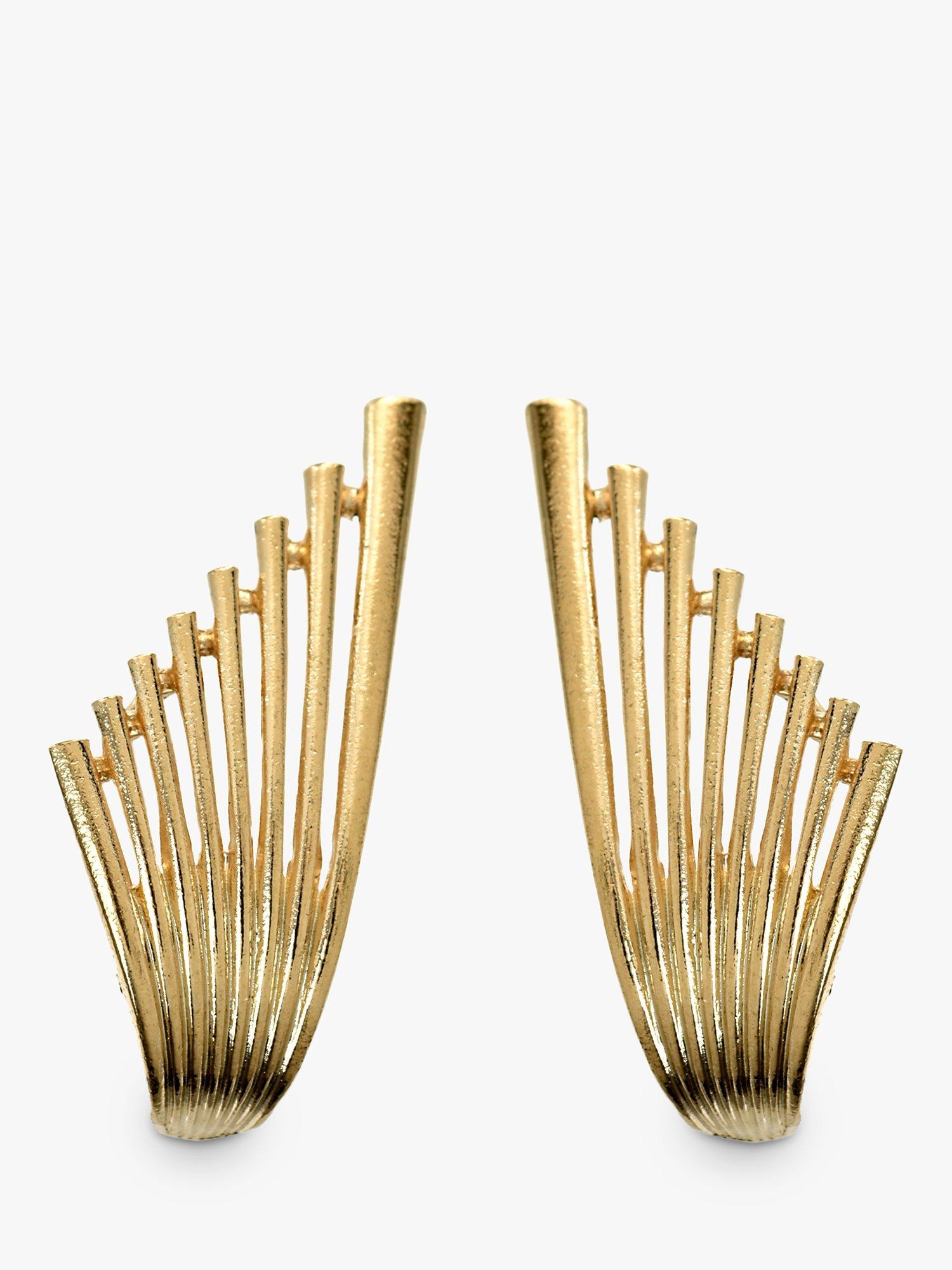 Product image 1 of 3, which shows Eclectica Pre-Loved 18ct Gold Plated Statement Climber Clip On Earrings, Dated Circa 1980's, Gold