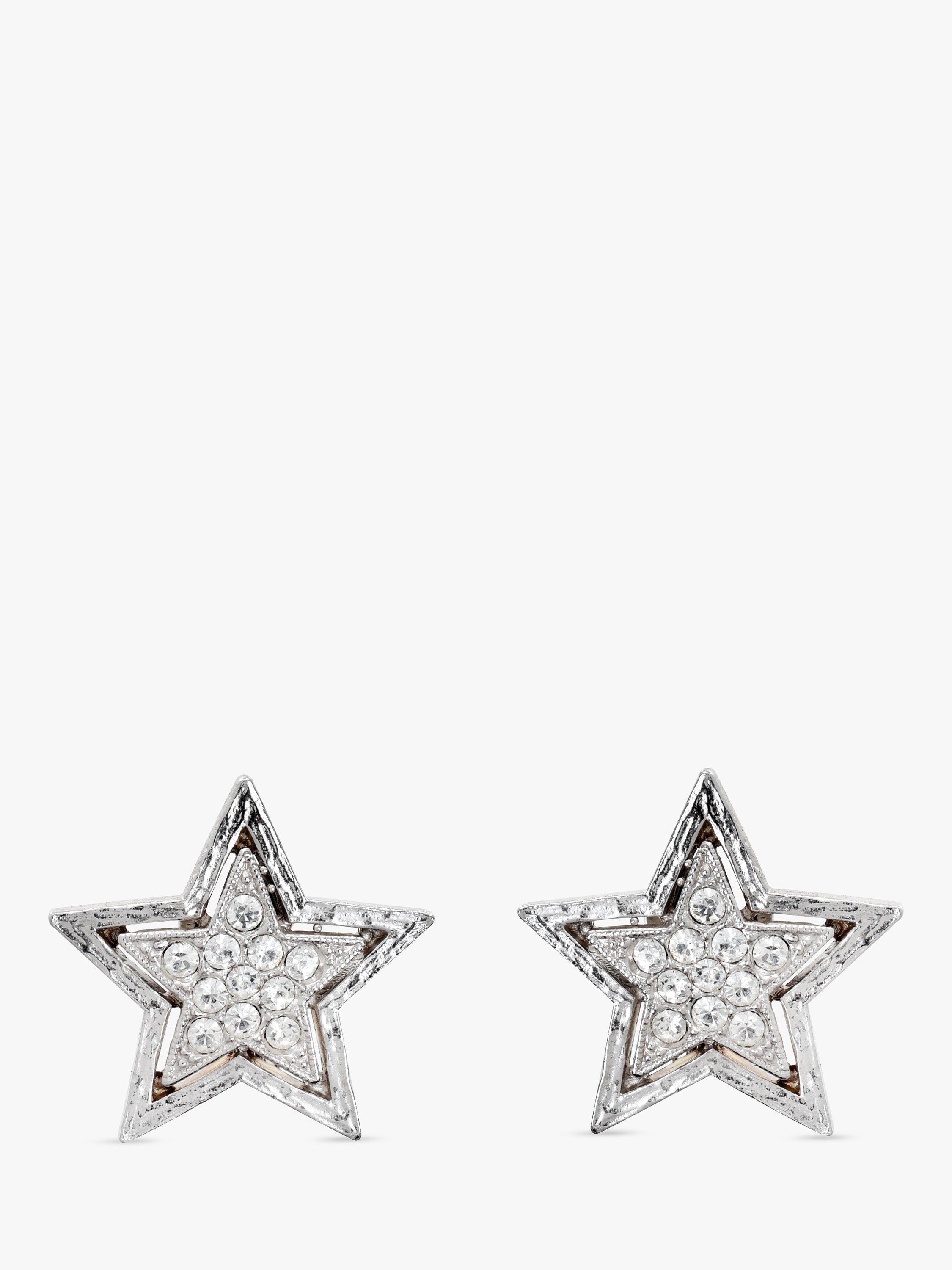 Product image 1 of 2, which shows Eclectica Pre-Loved Star Emblem Clip On Earrings, Dated Circa 1980's, Silver