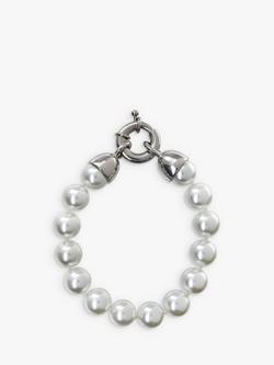 Eclectica Pre-Loved Faux Pearl Bolt Ring Bracelet, White, White