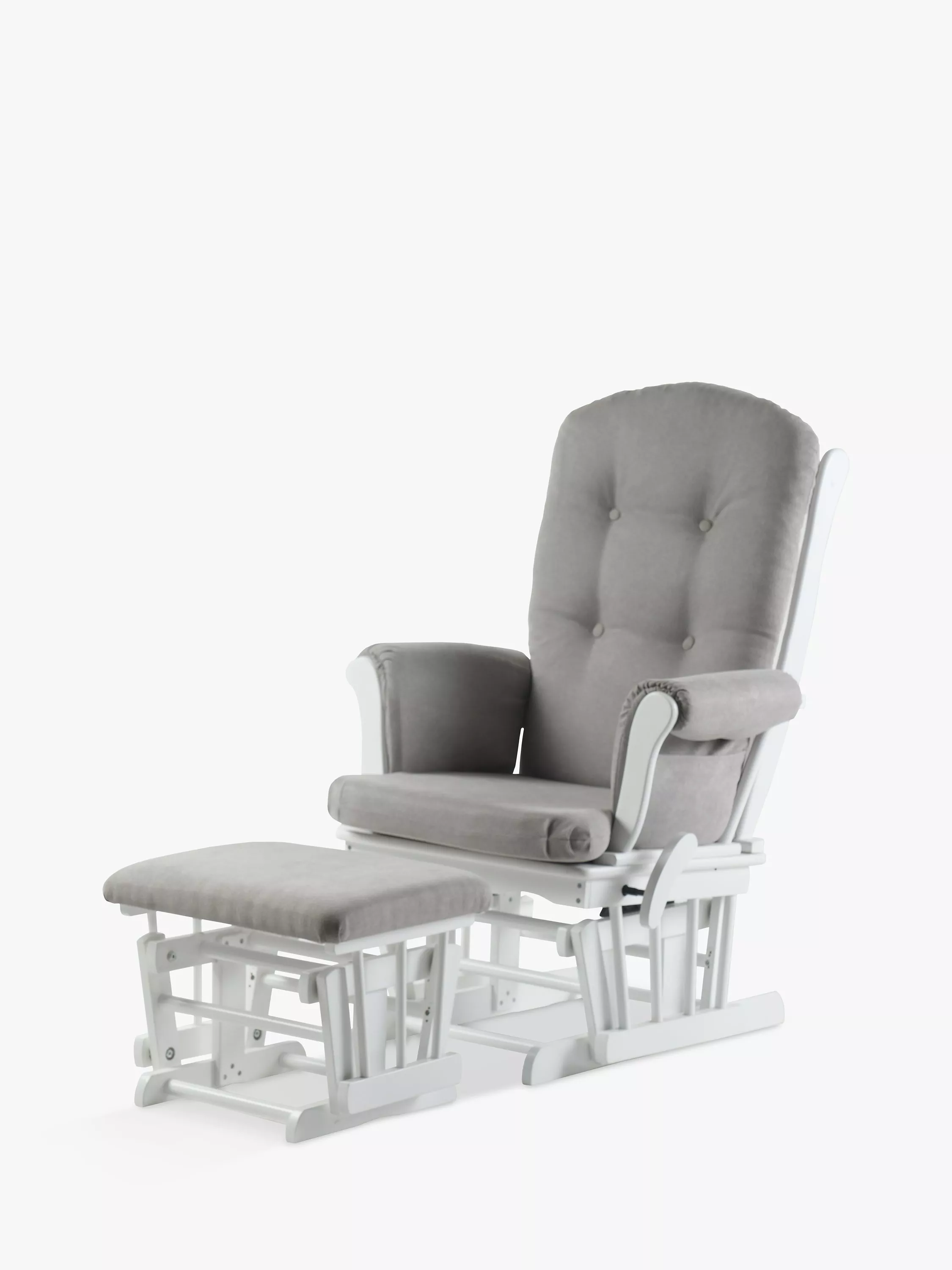 Kub Kielder Glider Nursing Chair and Footstool Light Grey White Frame