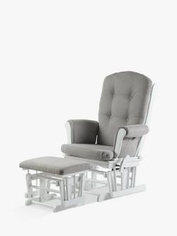 Kub Kielder Glider Nursing Chair and Footstool, Light Grey/White Frame