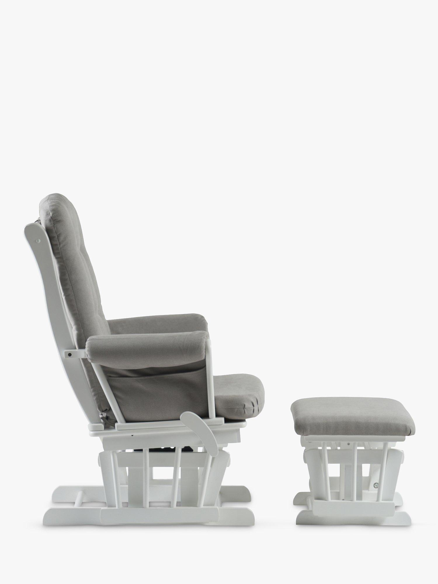 Kub Kielder Glider Nursing Chair and Footstool Light Grey White Frame