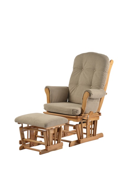 Kub Kielder Glider Nursing Chair and Footstool, Warm Grey/Dark Wood