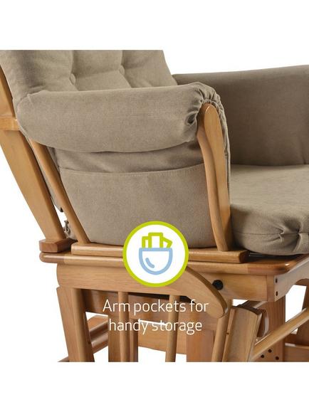 Kub Kielder Glider Nursing Chair and Footstool - view 2, Warm Grey/Dark Wood