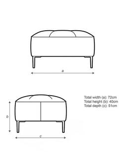 John Lewis Draper II Footstool, Metal Leg - view 2, 