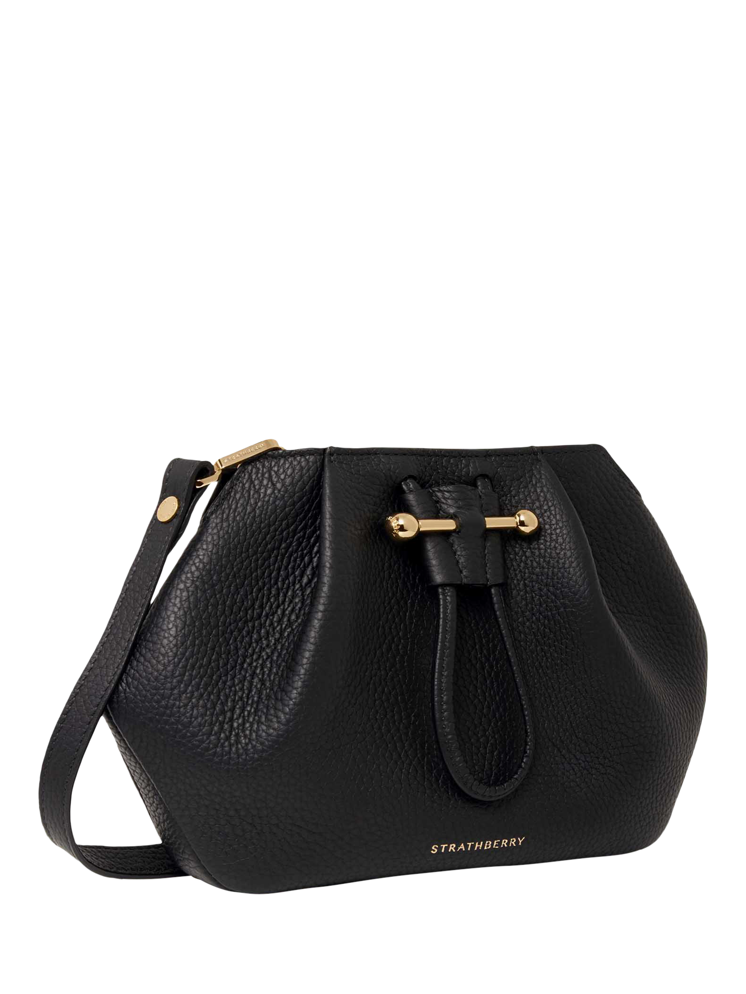 Product image 1 of 4, which shows Strathberry Osette Leather Shoulder Bag, Black
