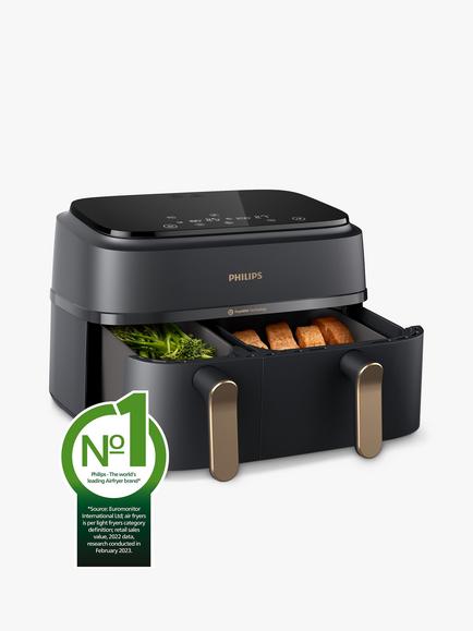 Philips 3000 Series NA352/00 Rapid Air Technology Dual Basket Air Fryer, 9L, Charcoal Grey/Copper - view 2, Charcoal Grey/Copper