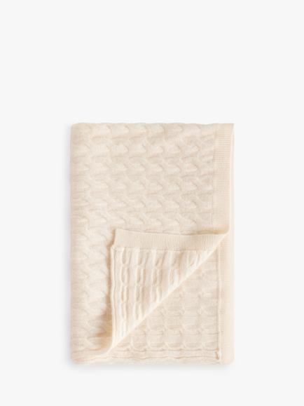 John Lewis Pure Cashmere Baby Blanket, Cream, Cream