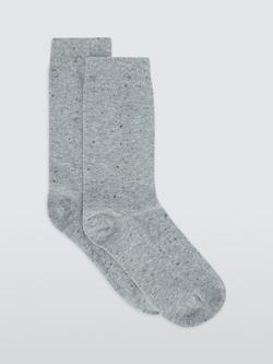John Lewis Cotton Silk Blend Ankle Socks, Light Grey