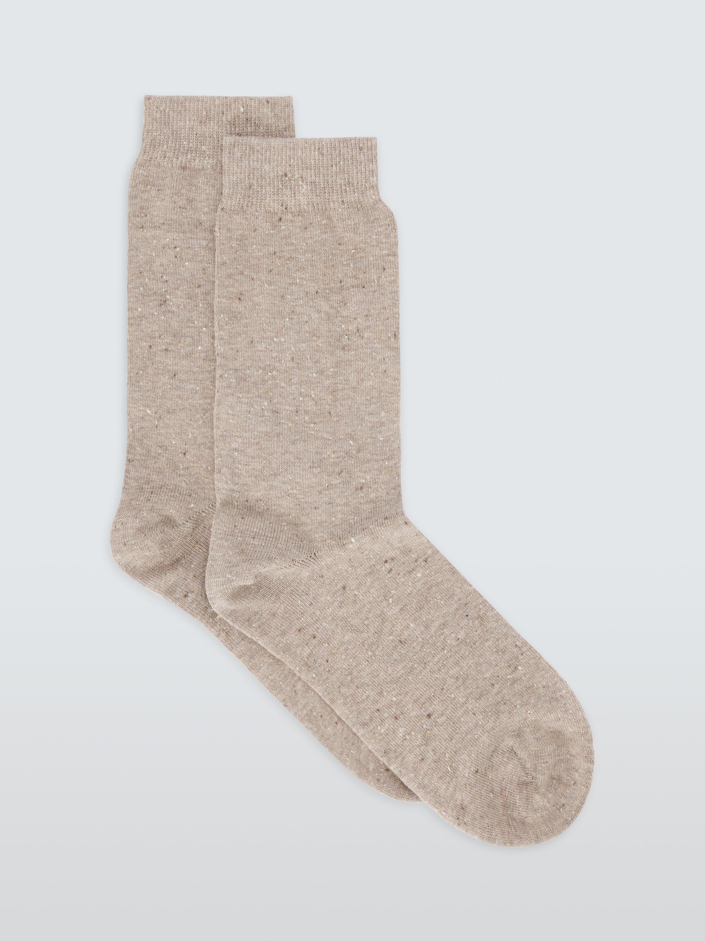 Product image 1 of 2, which shows John Lewis Cotton Silk Blend Ankle Socks, Oatmeal
