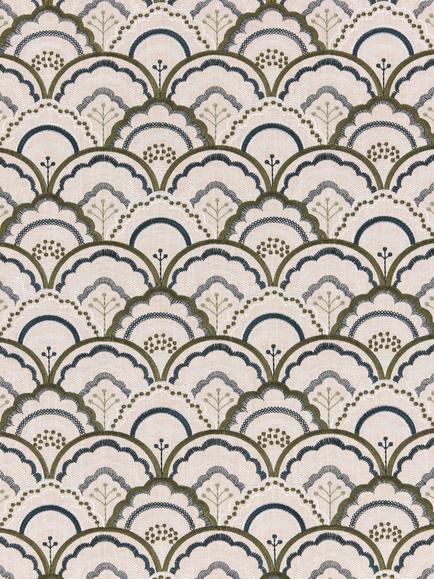 John Lewis Astra Embroidery Made to Measure Curtains or Roman Blind, Dark Olive, Dark Olive