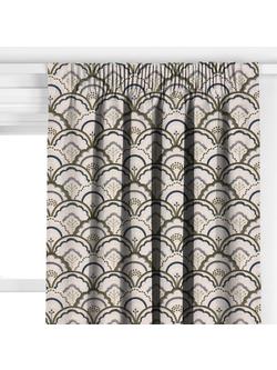 John Lewis Astra Embroidery Made to Measure Curtains or Roman Blind, Dark Olive - view 2, Dark Olive