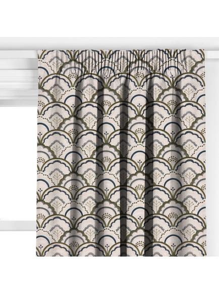 John Lewis Astra Embroidery Made to Measure Curtains or Roman Blind, Dark Olive - view 2, Dark Olive