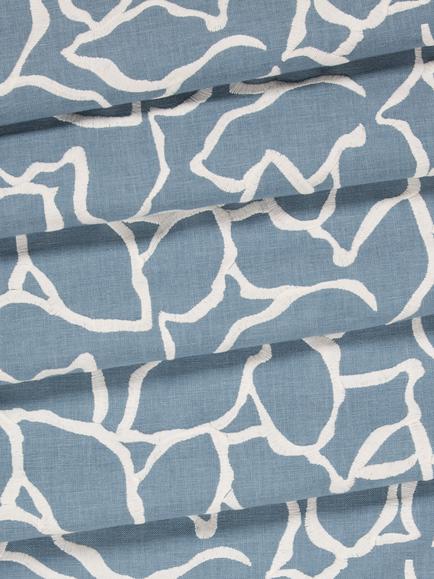 John Lewis Calathea Embroidery Furnishing Fabric - view 2, Lake Blue