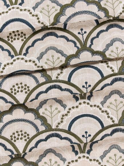 John Lewis Astra Embroidery Furnishing Fabric - view 2, Dark Olive