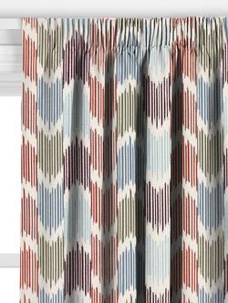 John Lewis Valle Ikat Made to Measure Curtains or Roman Blind, Blue/Multi - view 2, Lake Blue Multi