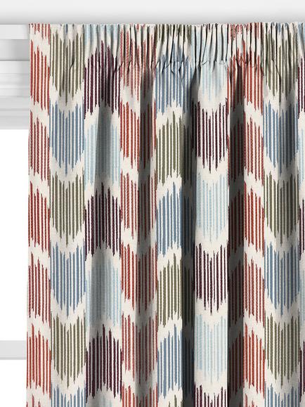 John Lewis Valle Ikat Made to Measure Curtains or Roman Blind, Blue/Multi - view 2, Lake Blue Multi