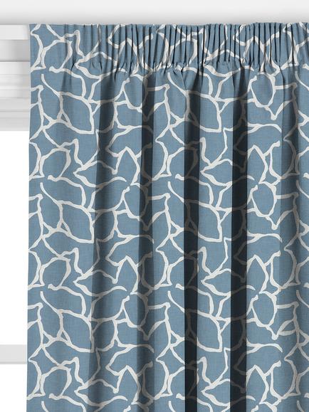 John Lewis Calathea Embroidered Made to Measure Curtains or Roman Blind, Lake Blue - view 2, Lake Blue