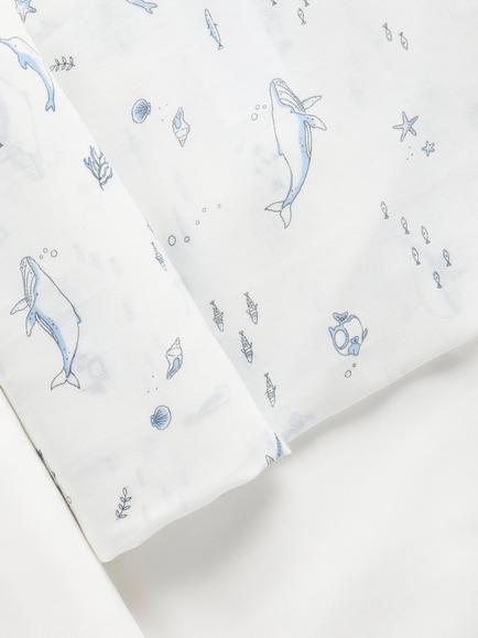 Purebaby Baby Essential Organic Cotton Muslin Wrap Set, Pack of 2, Vanilla Nautical - view 2, Vanilla Nautical