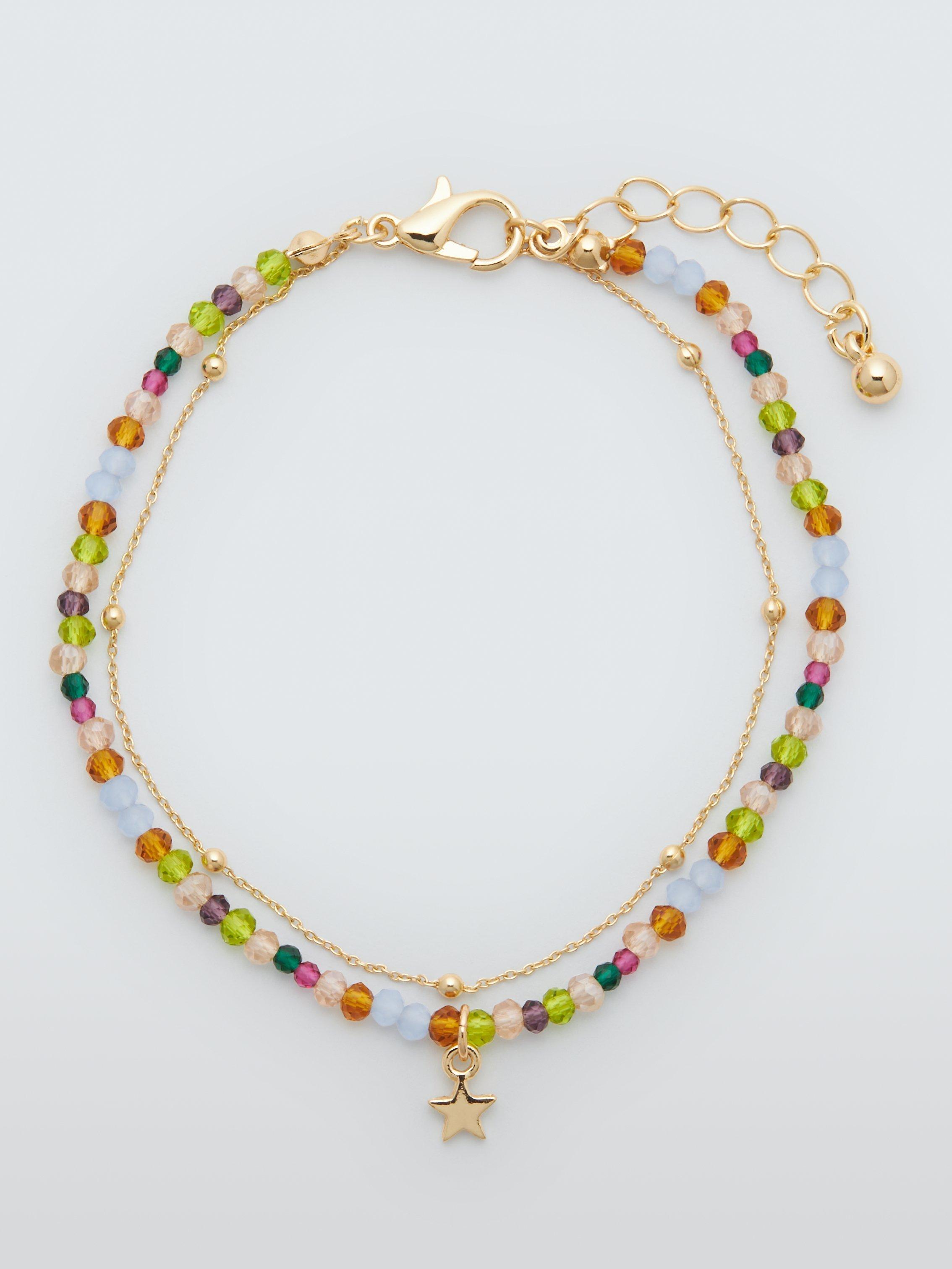 John Lewis Double Row Bead and Chain Bracelet, Multi