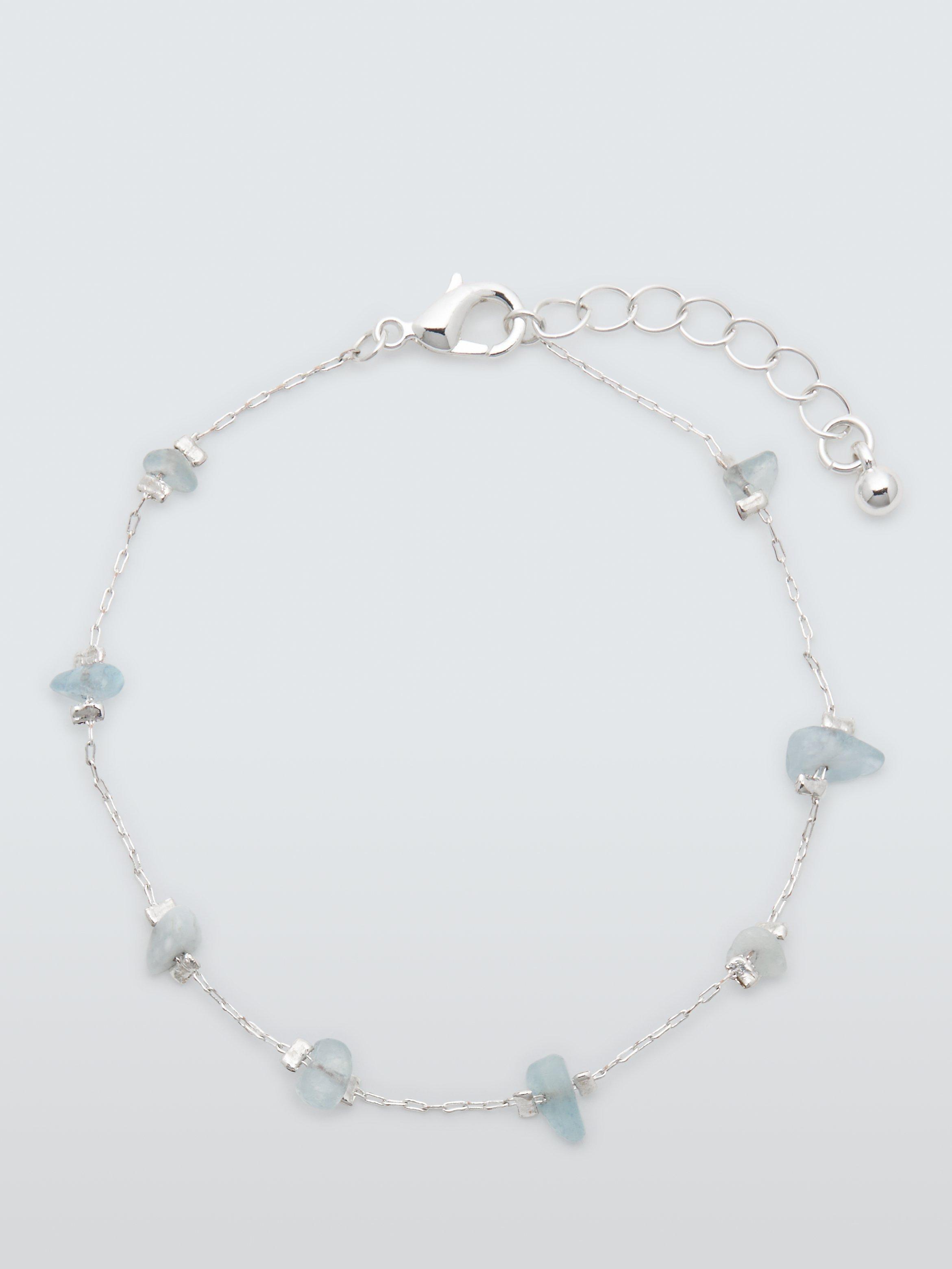 John Lewis Semi Precious Stone Chip Spacer Bracelet, Blue Quartz/Silver