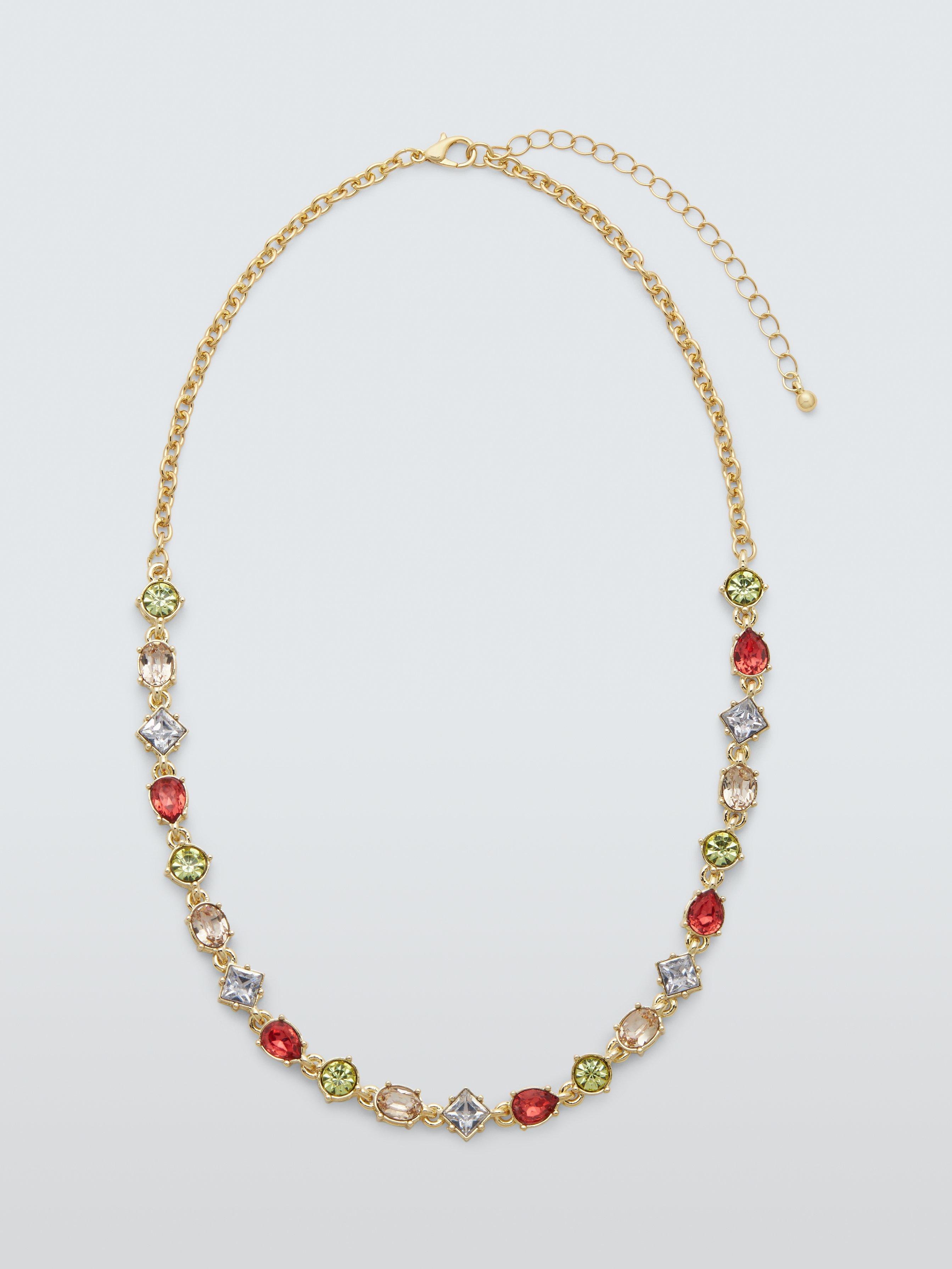 John Lewis Mixed Shape Crystal Necklace, Multi