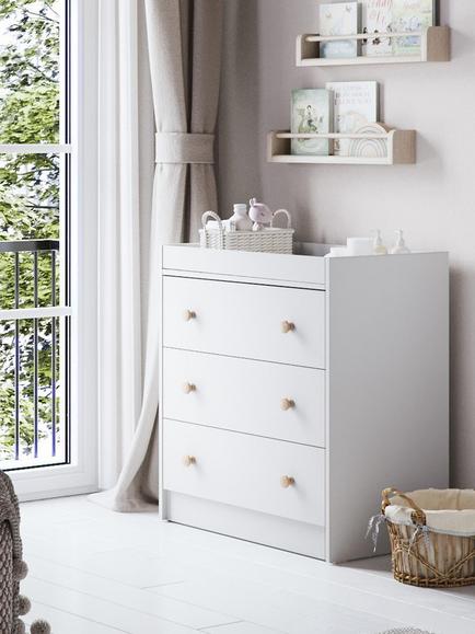 Little Acorns Florence Changing Table Dresser, White/Oak, White/Oak
