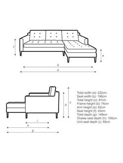John Lewis Draper II Chaise RHF Sofa, Metal Leg - view 2, 