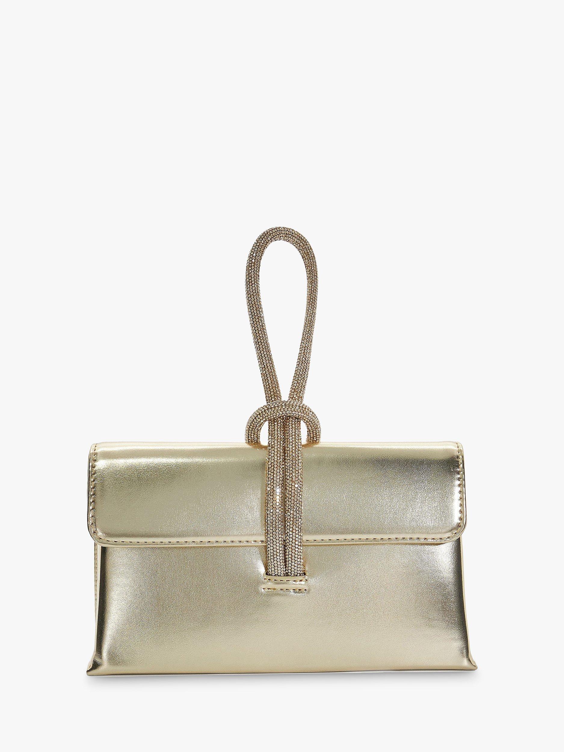 Product image 1 of 5, which shows Dune Brynie Fabric Clutch Bag, Gold