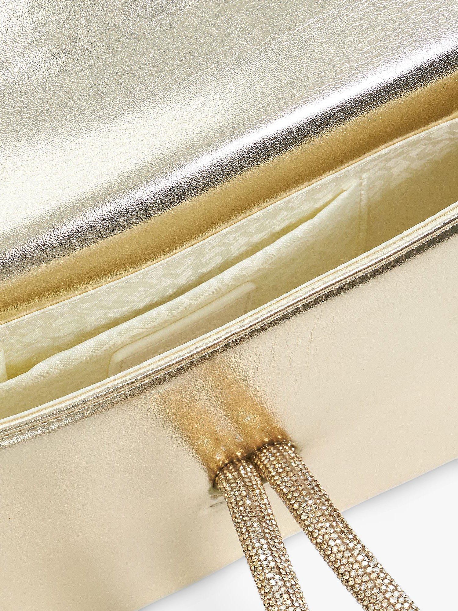 Product image 4 of 5, which shows Dune Brynie Fabric Clutch Bag, Gold