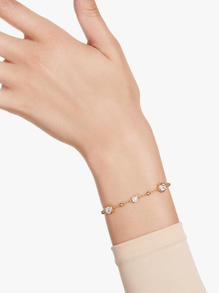 Swarovski Imber Round Crystal Bracelet, Gold - view 2, White/Gos