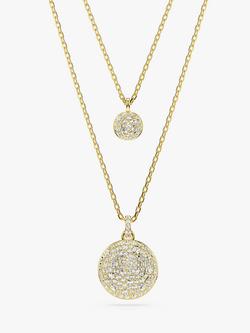 Swarovski Meteora Double Chain Pave Crystal Pendant Necklace, Gold