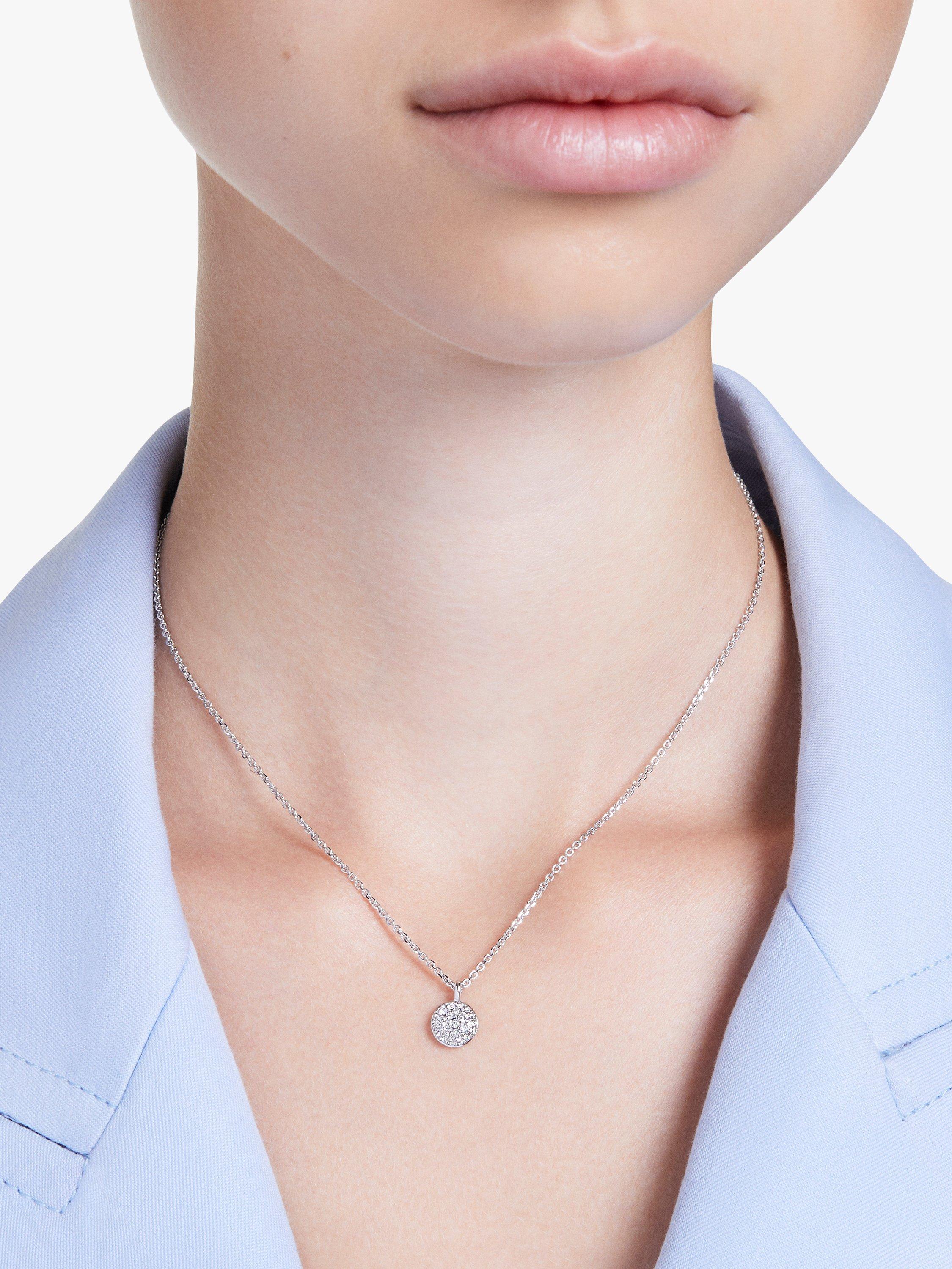 Product image 2 of 7, which shows Swarovski Meteora Double Chain Pave Crystal Pendant Necklace, Silver