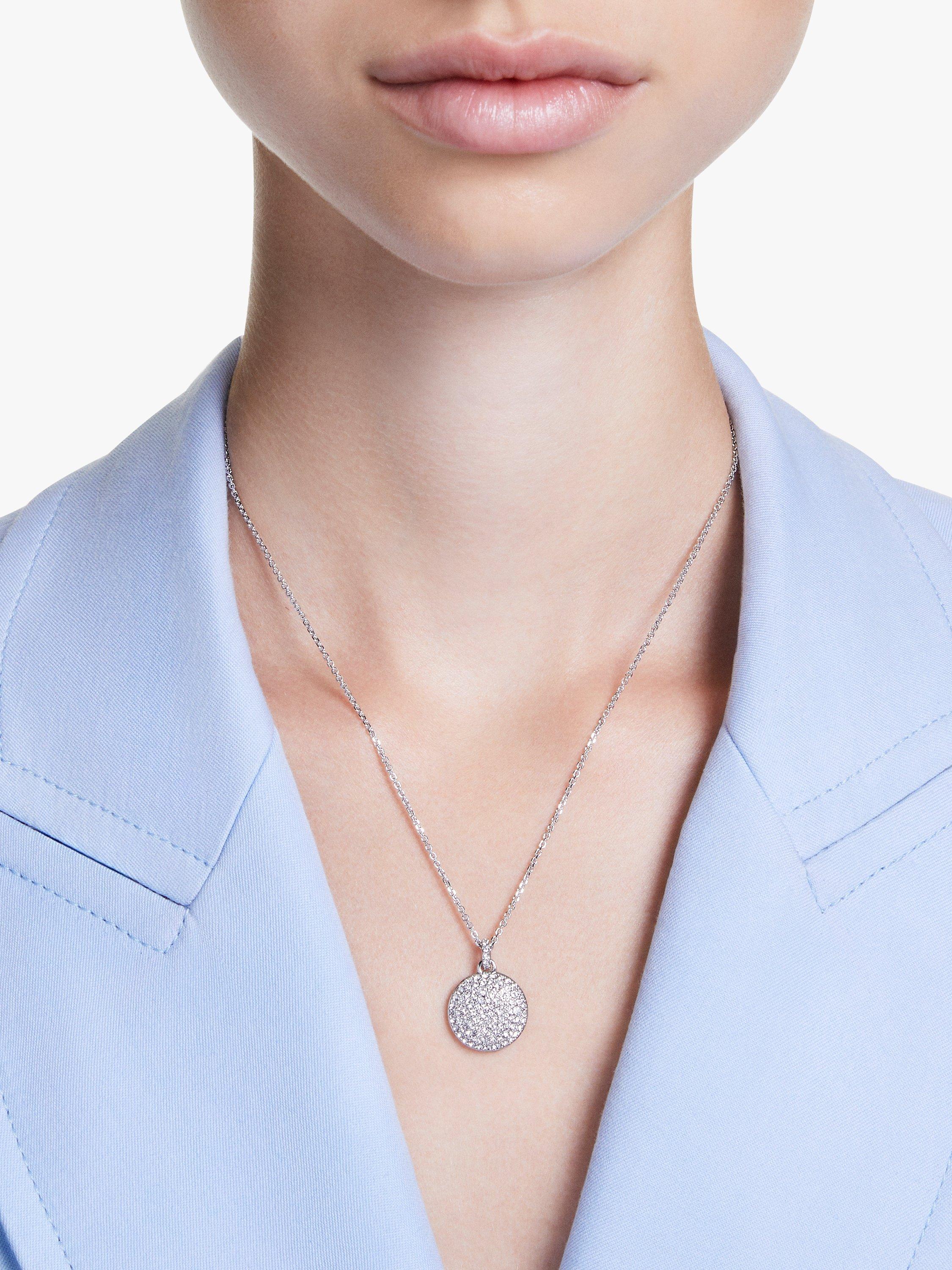 Product image 4 of 7, which shows Swarovski Meteora Double Chain Pave Crystal Pendant Necklace, Silver