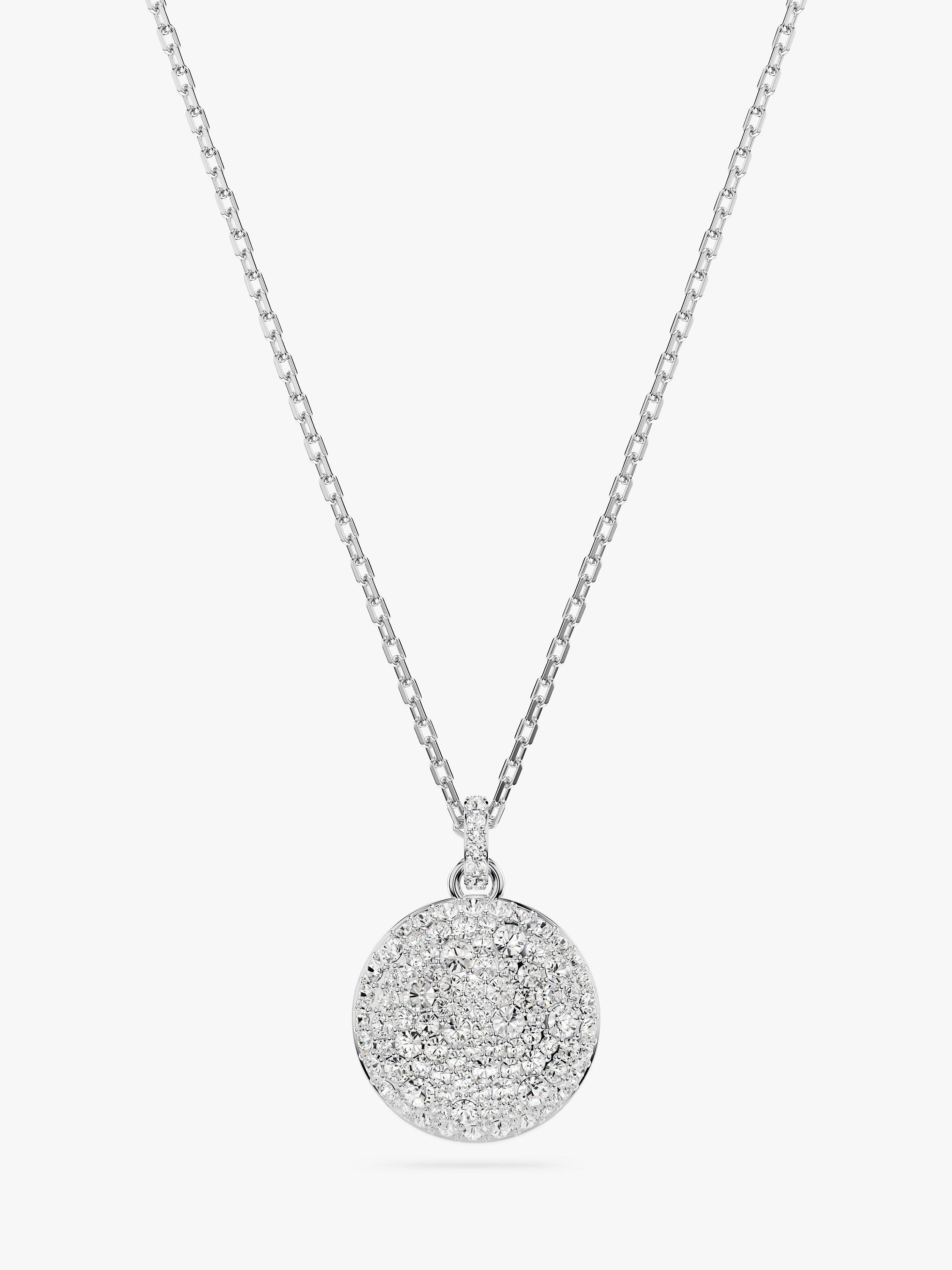 Product image 7 of 7, which shows Swarovski Meteora Double Chain Pave Crystal Pendant Necklace, Silver