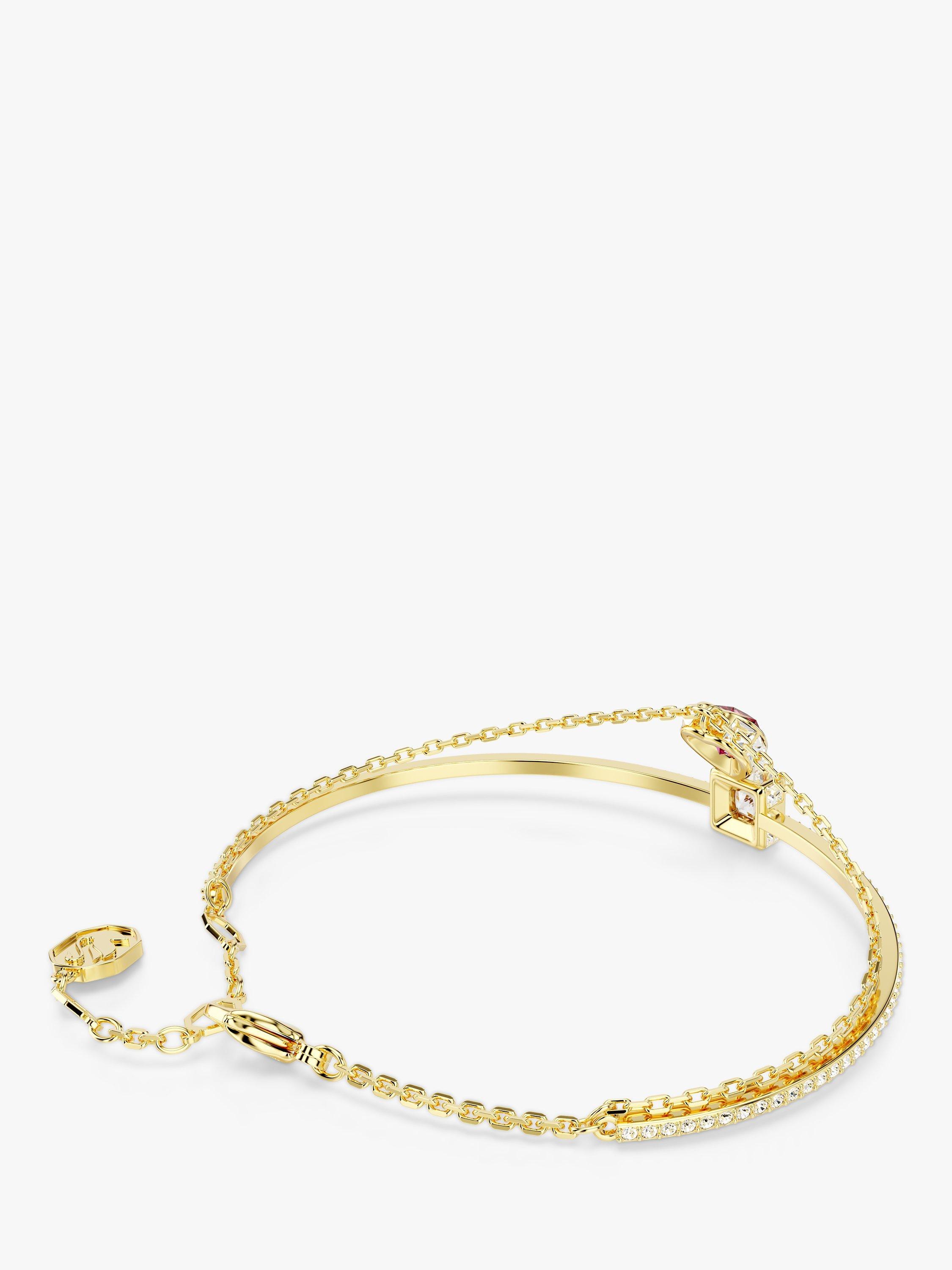 Product image 4 of 4, which shows Swarovski Chroma Crystal Heart Chain Detail Bangle, Gold/Multi
