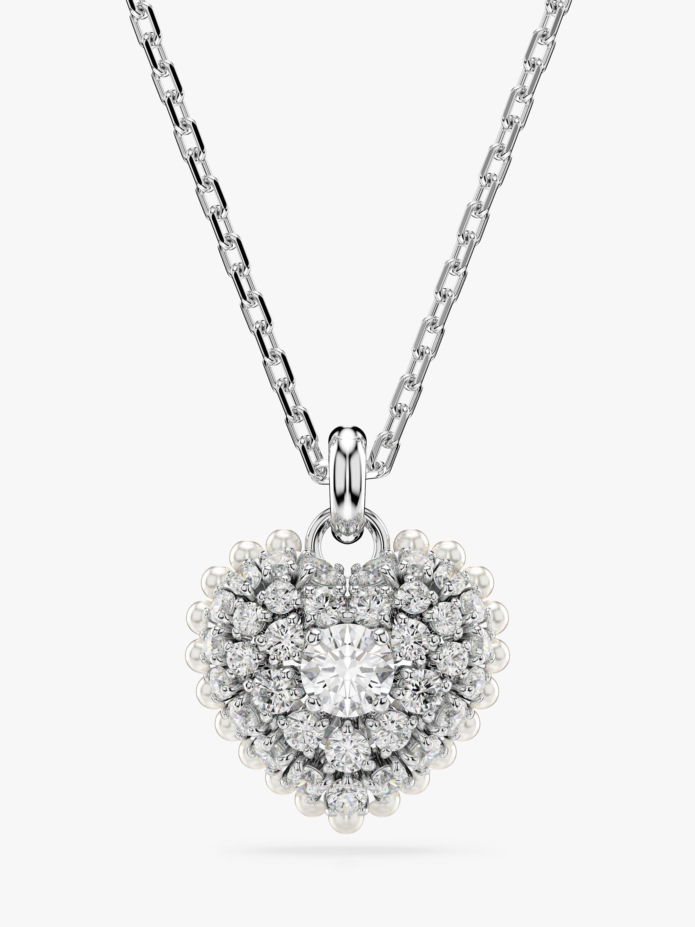 Product image 1 of 4, which shows Swarovski Hyperbola Crystal Heart Pendant, Silver