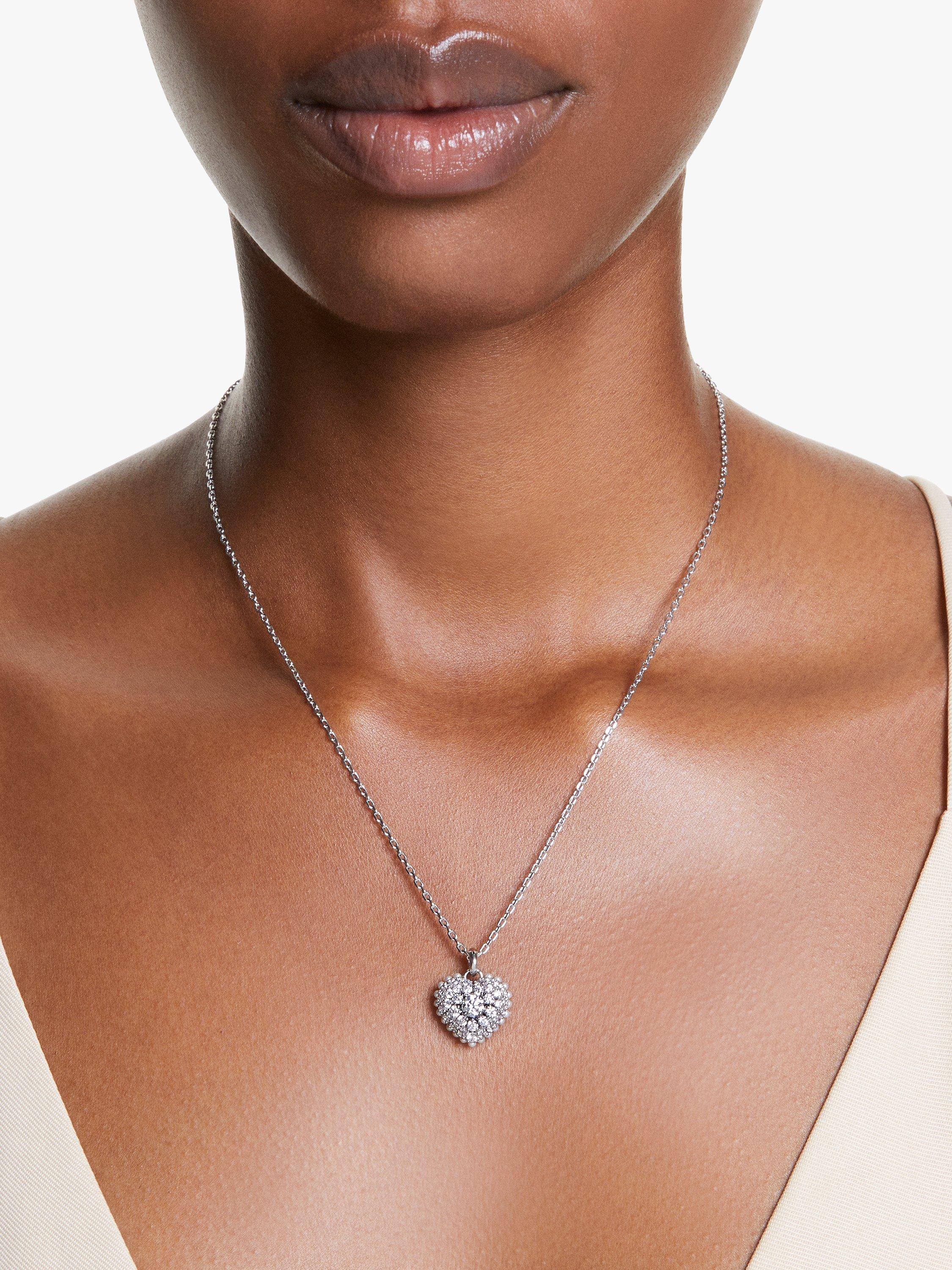 Product image 2 of 4, which shows Swarovski Hyperbola Crystal Heart Pendant, Silver