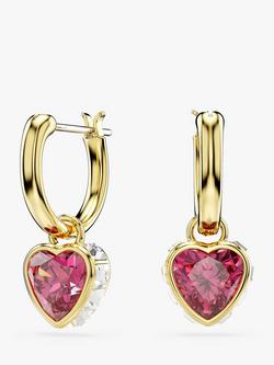 Swarovski Chroma Crystal Heart Drop Earrings, Gold/Red, Red/Gos