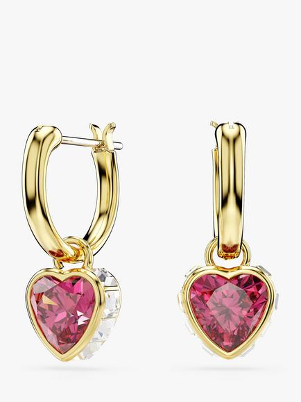 Swarovski Chroma Crystal Heart Drop Earrings, Gold/Red, Red/Gos