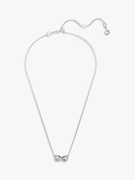 Swarovski Hyperbola Crystal Infinity Pendant Necklace, Silver - view 2, White/Rhs