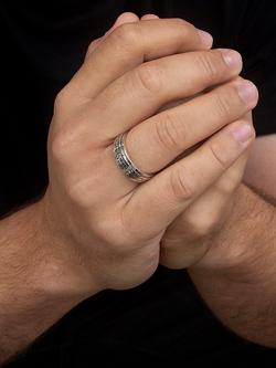 Hoxton London Men's Brick Textured Spinning Ring, Silver - view 2, Silver
