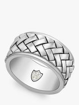 Hoxton London Men's Herringbone Spinning Ring, Silver